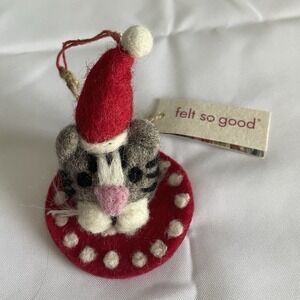 Felt So Good Holiday Critter Clarence The Christmas Cat Ornament Charm NWT